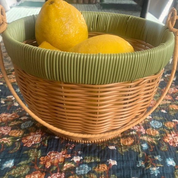 Elegant Green and Tan Wicker Basket - Picture 1 of 3